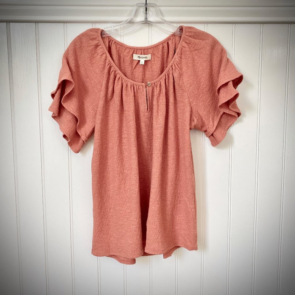 Madewell NWT Tiered Sleeve Crinkle Gauze Peasant Top sizes S, XS - Picture 5 of 14